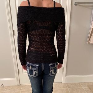 Off-the-shoulder. SEXY see-through  sweater